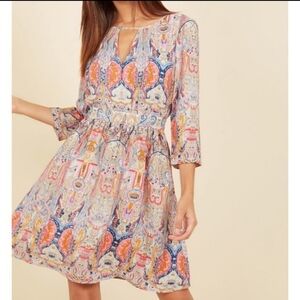 Lace and Mesh Mid length colorful dress Sz XL